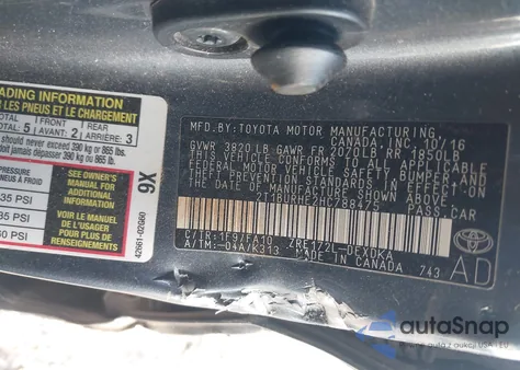 2017 Toyota Corolla L from USA, damaged, VIN 2T1BURHE2HC788475